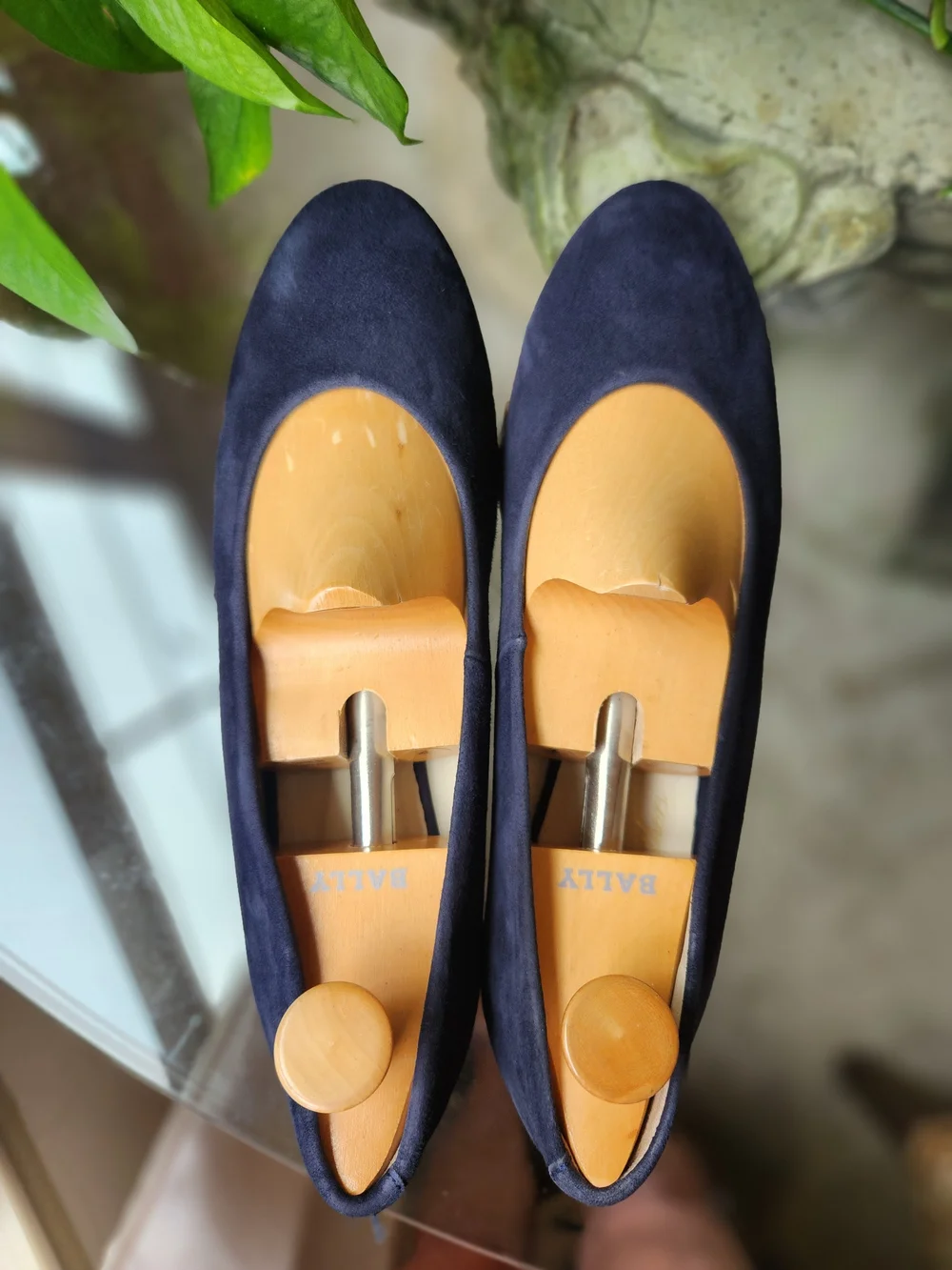 Brooks Brothers Women 9 Navy Blue Suede  Round Toe Cork Wedge Pump Made In Spain